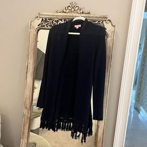 Lilly Pulitzer Navy Blue Tatum Fringe Cardigan Size XS